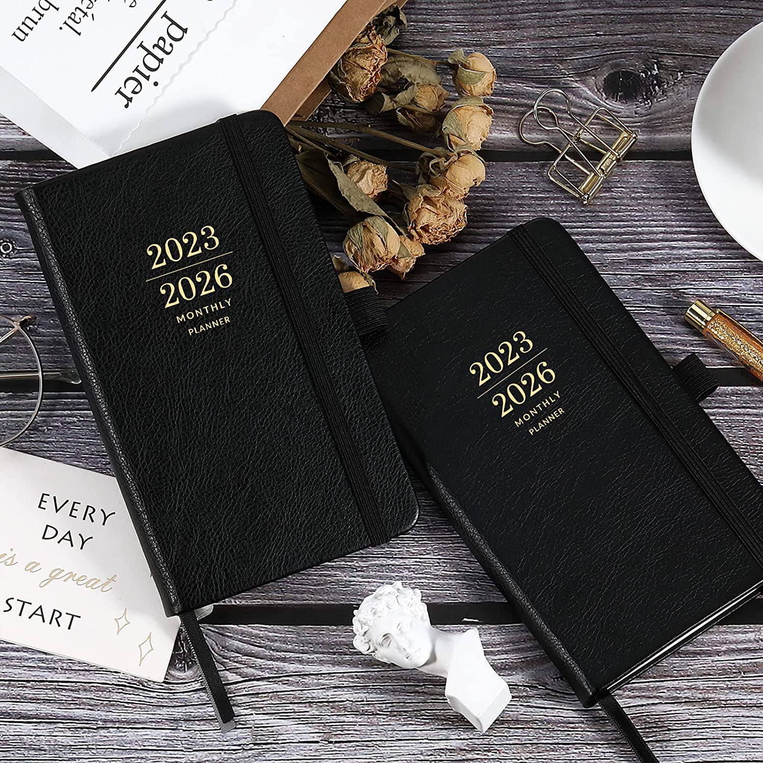 2023-2026 Monthly Pocket Planner/Calendar - 3 Year Pocket Monthly Calendar, Jul 2023 - Jun 2026, 6.3" × 3.8", 36-Month Planner with Pen Hold, Elastic Closure, 2 Bookmarks, Inner Pocket, Thick Paper, Brown - Image 7